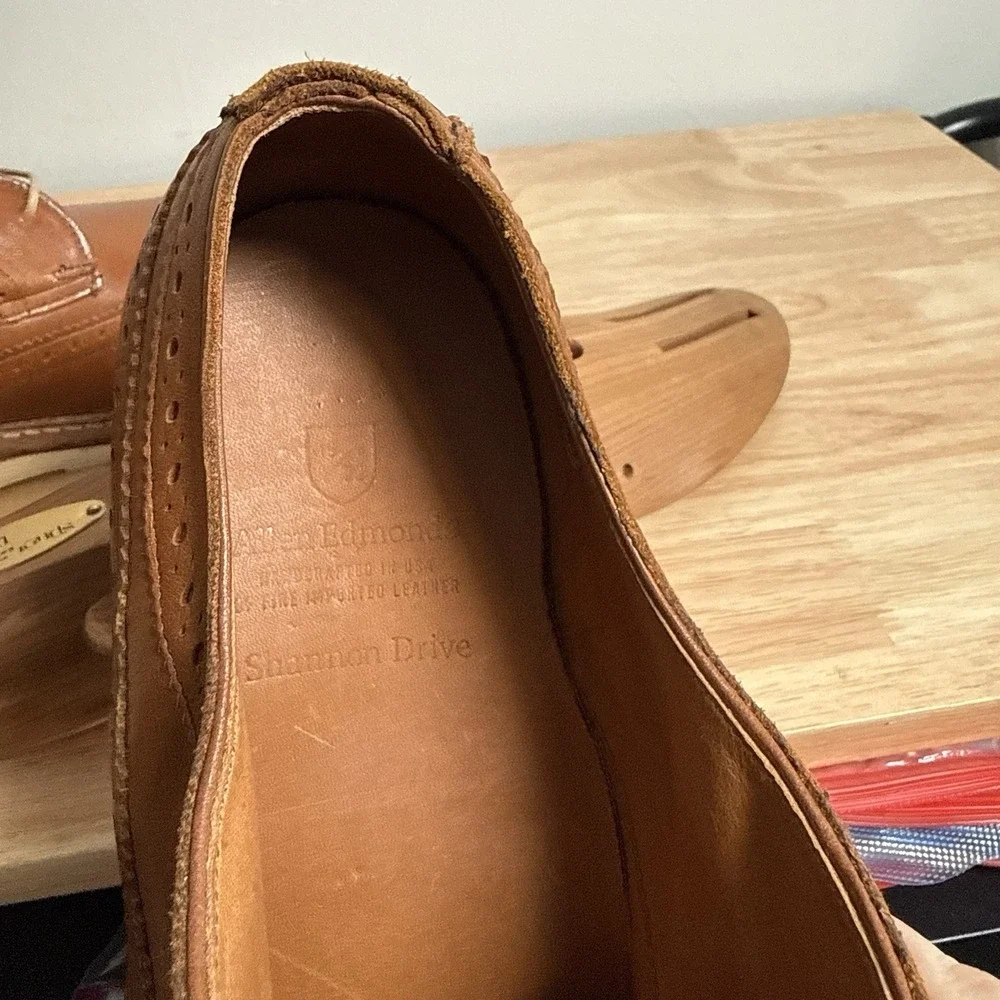 Allen Edmonds Shannon Drive Tan Wingtip Derby Leather 1646 Mens Size 10 D